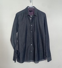 Ted Baker London Steel Gray Cotton Twill Long Sleeve Cotton Shirt - Sz. 4/L