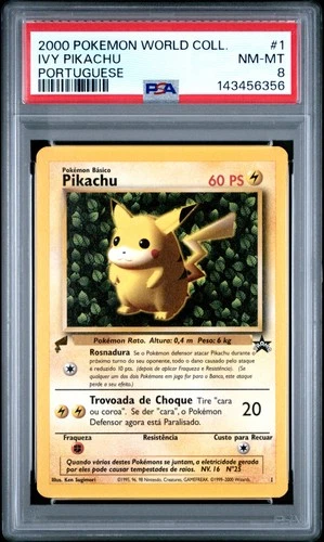 2000 POKEMON PIKACHU WORLD COLLECTION PORTUGUESE #1 IVY PIKACHU PSA 8