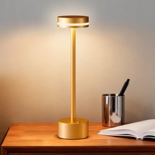 Gold Modern Cordless Table Lamp Rechargeable, Aluminum Touch Lamp  4000mAh B