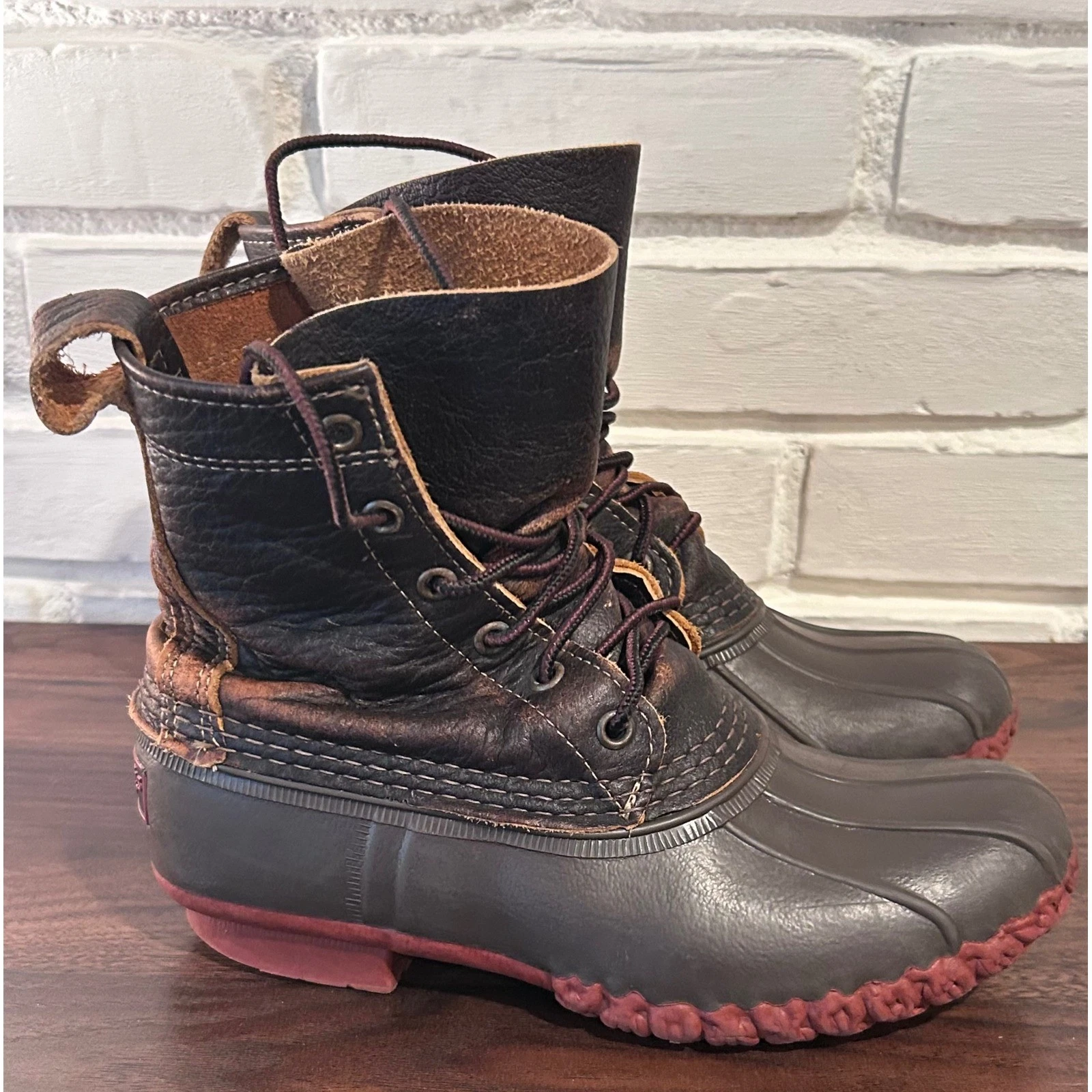 LL Bean Bean Boots Dark Brown Leather Duck Boot Pics for Size Gorpcore Rain Snow