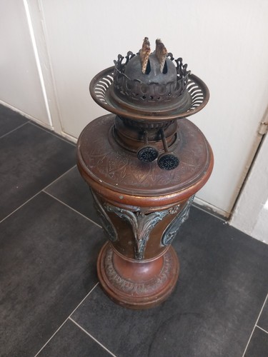 Hinks & Sons Oil Lamp Base Extremely Rare Copper And Brass Antique Unpolished - Picture 6 of 10