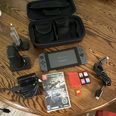 Nintendo Switch Gray Joy-Con w Dock HDMI Case 256GB microSD & 5 Games