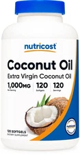 Nutricost Coconut Oil Capsules (1000mg) 120 Softgels - Gluten Free and Non-GMO