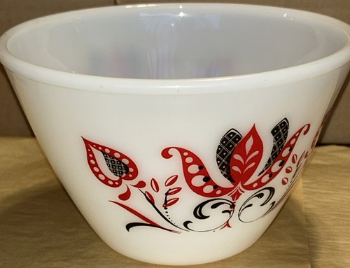Vtg Fire King Modern 7 5/8” Nesting/Mixing Bowl Ovenware Red/Black