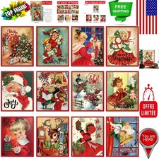 Set of 12 Vintage Christmas Wall Art Posters, 8x10 Inch Decor for Holiday Cheer