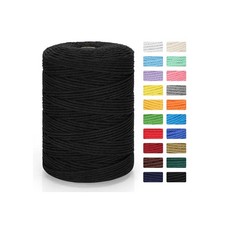 Macrame Cord 3mm x 328yd Natural Cotton Rope 4 Strand Twisted Black Craft