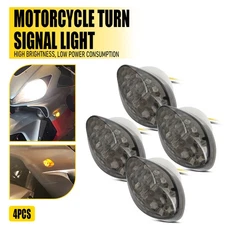 4x Amber Clear Lens Front & Rear Motorcycle Turn Signal Blinker Indicator Light