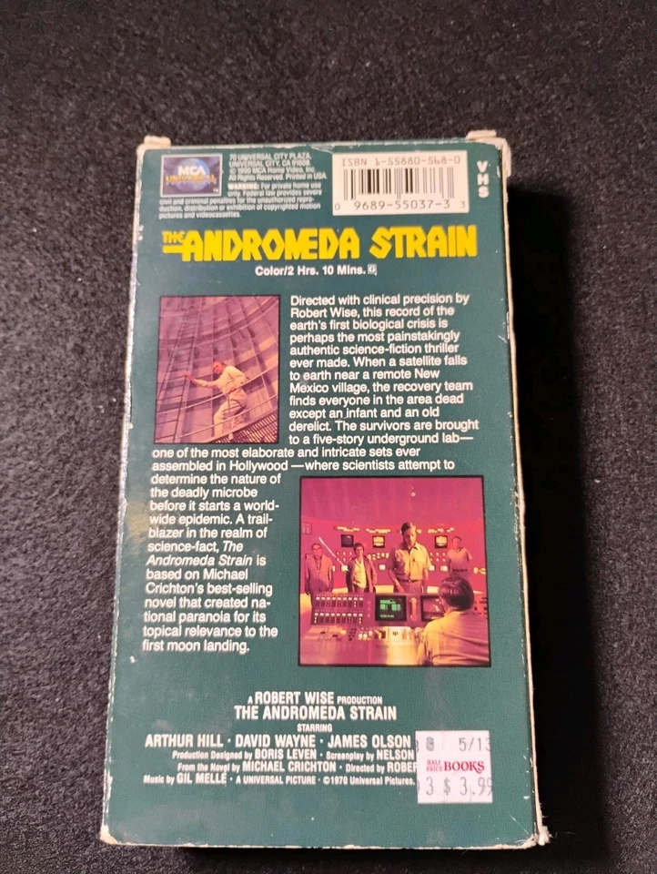 The Andromeda Strain VHS,  Michael Chrichton, Cult Classic  - Image 3 of 4