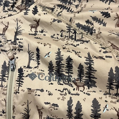 Columbia Jacket Men's Large Tan Hooded Full Zip Deer Tree Print Outdoors image 5
