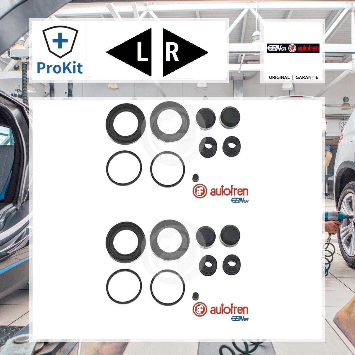 2x ORIGINAL® Autofren Seinsa Reparatursatz, Bremssattel Hinten für Iveco DAILY