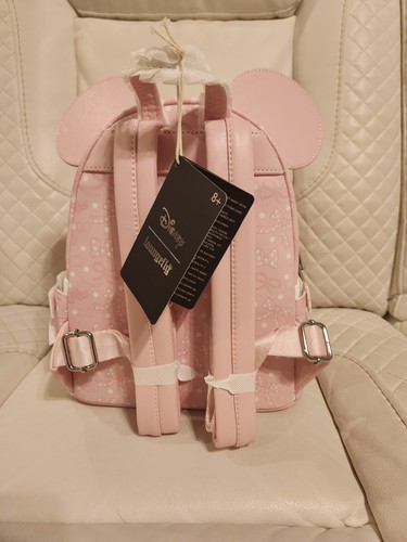 Loungefly Disney Minnie Mouse Debossed Bows Mini Backpack - Picture 3 of 4