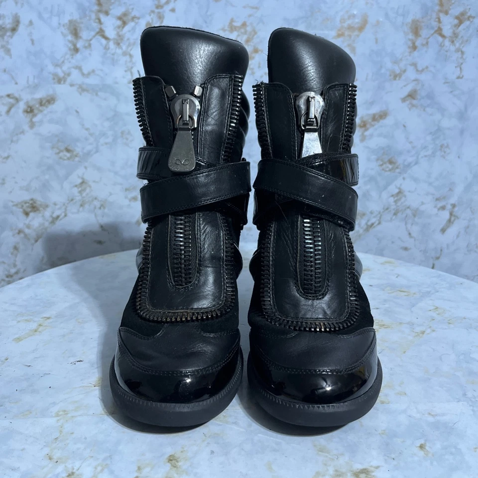 Туфли женские Monika Chiang 40,5 размер 10 М черные на молнии со скрытыми ремешками на танкетке - Изображение 2 из 4