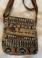 Sakroots Coated Canvas Flap Organizer Messenger Crossbody Shoulder Purse Bag