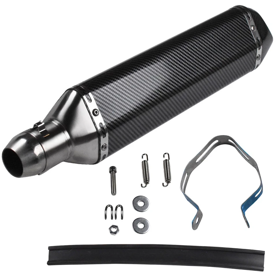 Tubo de escape de fibra de carbono de acero inoxidable 51 mm universal para motocicletas Foto 2 de 4