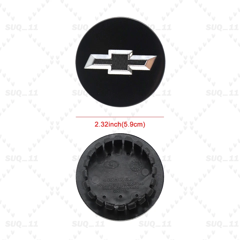 4X #9597550 Wheel Center Hub Caps Emblem Bowtie Badge 58mm 2.28'' Gloss Black Foto 2 de 3
