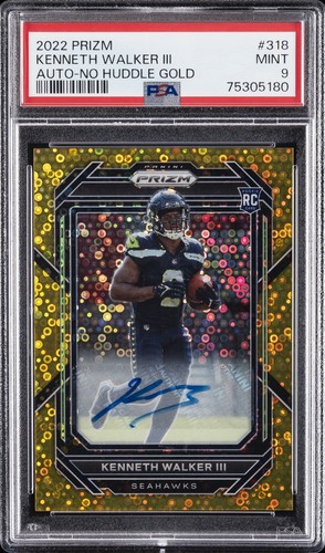 2022 PANINI PRIZM AUTO-NO HUDDLE GOLD #318 KENNETH WALKER III 1/10 PSA 9