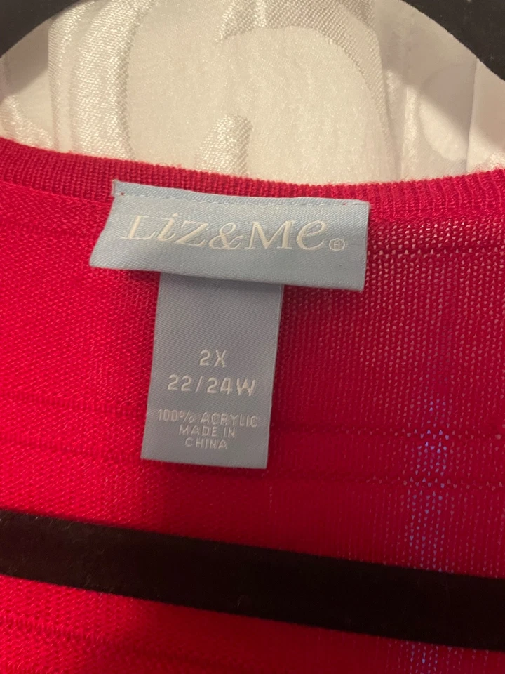 Cárdigan delantero abierto Liz Me 2x Plus, rojo Foto 3 de 3