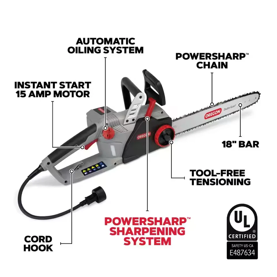 CS1500 Self-Sharpening 15 Amp Corded Electric Chainsaw, 18 In. Bar, Equipped wit - Image 3 of 4