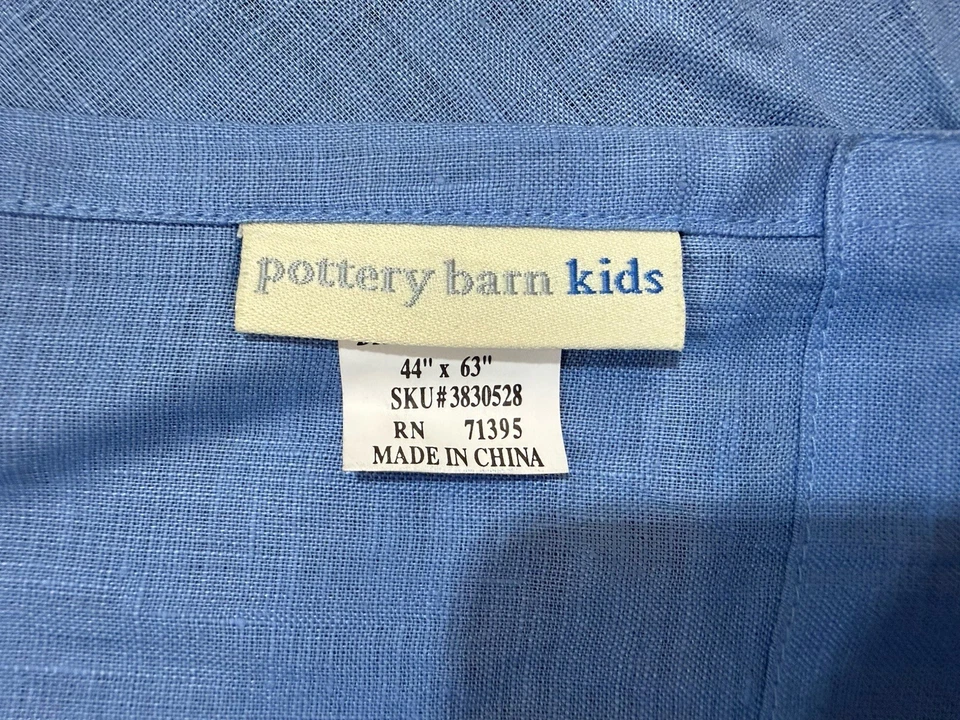 Pottery Barn Kids Blue Linen Curtain Panels with Tie Tops – 44”x63” – Set of 2 - Image 2 of 4