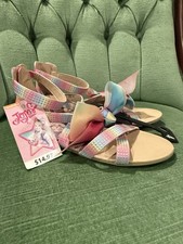 Nickelodeon Jojo Siwa Girls Gladiator Sandals W/ Pink Zip Up Back 4 NWT Blingy