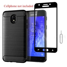 Premium Screen Protector Carbon Fiber Case for Samsung Galaxy J3 Orbit SM-S367VL