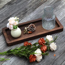 Wooden Decorative Tray Candle Holder Long Wood Tray Home Decor,Centerpieces Plat