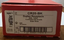 Pass & Seymour CR20-BK Black Commercial Grade Duplex Outlet 20A 125V BOX OF 10