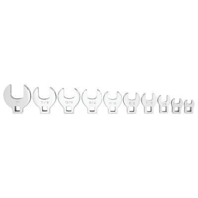 Performance Tool W453 10-Piece SAE Open End Crowfoot Wrench Set