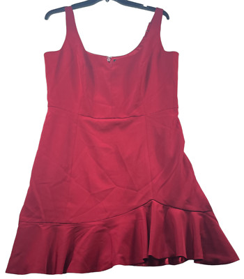 City Chic Mini Dress Womens Plus size 18 Red Cherish Sleeveless Ruffle  New