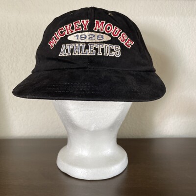 Vintage Disney Store Snap Back Hat Mickey Mouse Athletics Black Made In USA