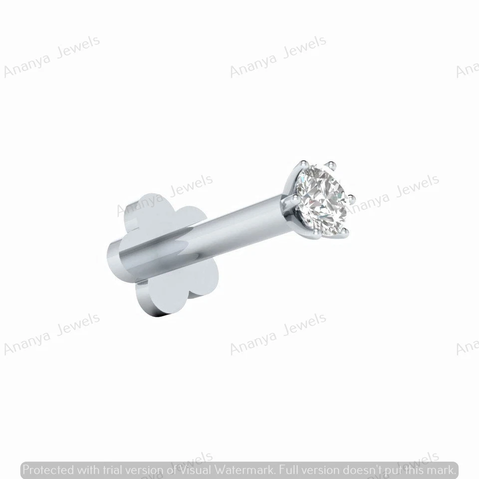0,02 quilates diamante natural aspecto elegante cuerpo nariz pasador labio labret piercing perno tornillo Foto 2 de 4