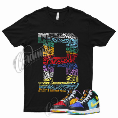 BLESSED T Shirt for 1 Mid GS Six Championships University Red Ultramarine Yellow