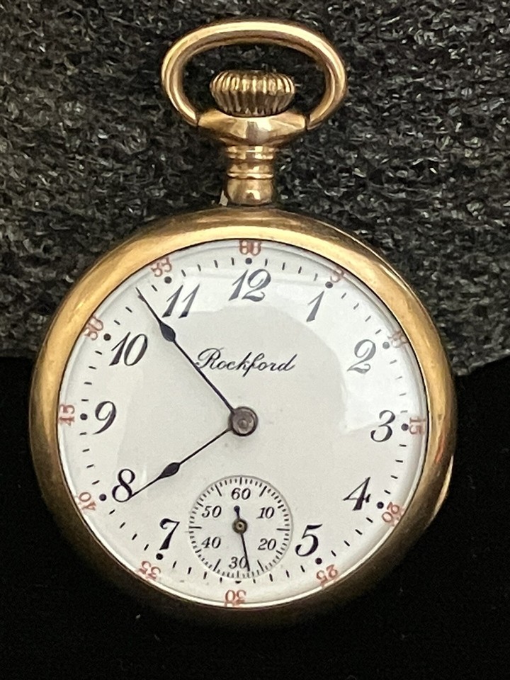 ROCKFORD 1913 VINTAGE POCKET WATCH, 4 SIZE, 15 JEWEL, GOLD FILLED, NOT