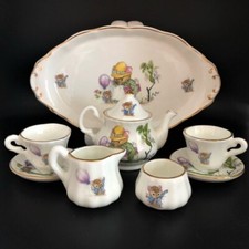 Staffordshire Birthday Mouse Miniature Tea Set English Fine Bone China 9 piece