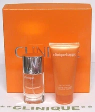 CLINIQUE 2pc GIFT SET w/ HAPPY Perfume Spray (1oz) and Body Cream (2.5oz) $55+