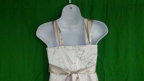 Speechless Formal Prom Party Dress White Silver Sparkle High Waist Straps Sz S - Picture 8 of 11