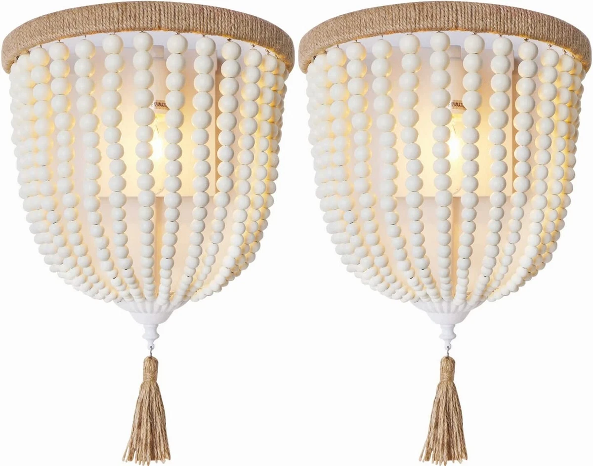 Wood bead cheap wall sconce