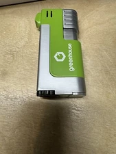 Greenhouse Traditional Soft Flame Pipe Lighter and Tools - Green Silver - New