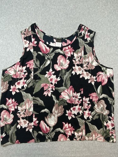 Salon Studio Hemd Bluse Damen Größe Extra Large schwarz rosa Blumen romantisch