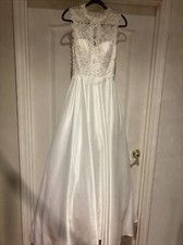 Alyce Long Evening Dress Or Wedding  NEW Authentic Gown Diamond White Pockets