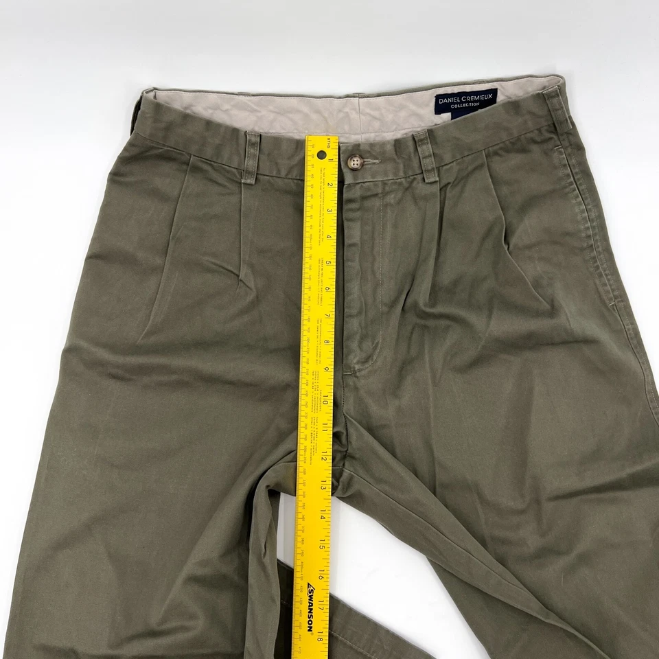 Daniel Cremieux Pants mens 33 Green Chino Khaki Pleated Straight Leg - Image 4 of 4