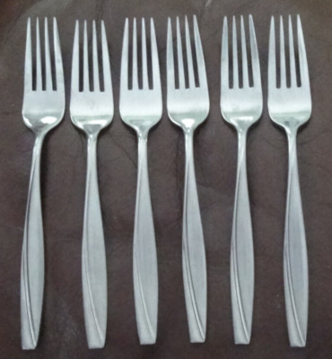 ONEIDA CAMLYNN CLEO FROSTED STAINLESS DINNER FORKS LOT 6 PC