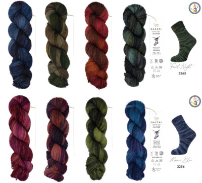 100g Weiche Sockenwolle Gazzal Happy feet 75% Superwash Merino 330m / 100g