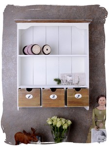 étagère Murale Blanc Avec Trois Tiroirs Shabby Chic étagère De