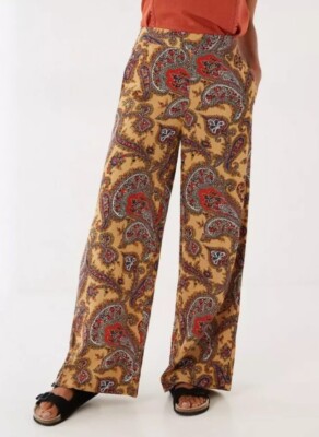 FAT FACE Sunkissed Paisley Palazzo Trousers, Size UK 12