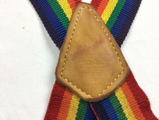 VIintage Funky RAINBOW SUSPENDERS CASUAL Leather Cowhide Accents