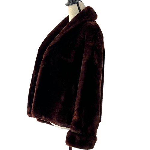 Chaqueta corta Mid Century marrón oscuro de piel sintética talla pequeña - Imagen 6 de 10