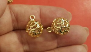 Authentic 13mm Gold Filigree Cutout Ball Earring Charms Gold Plated 1 Pair