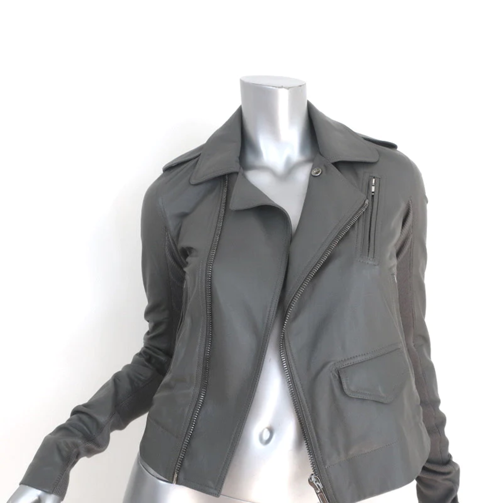 Rick Owens Stooges Leather Biker Jacket Euca Gray Size 40 Rick Owens Stooges Leather Biker Jacket Euca Gray Size 40