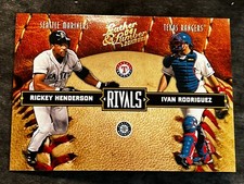 2004 Donruss Leather & Lumber RIVALS Rickey Henderson / Ivan Rodriguez 0361/2499